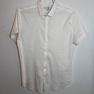Parke & Ronen White S/S Buttoned Down Shirt - Sz. L